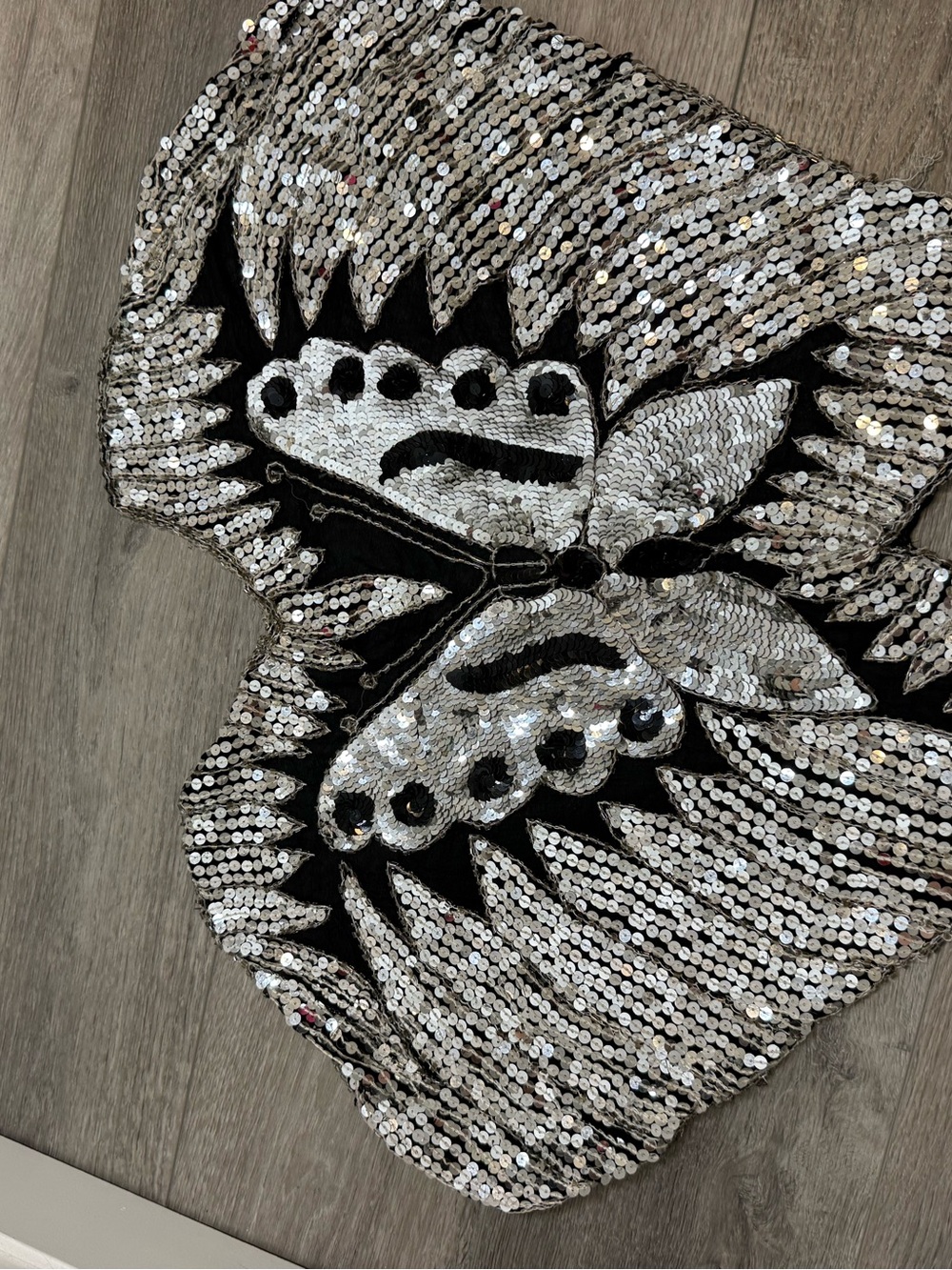 Vintage 80s Sequin Butterfly Embellished Black Women’s shrug scarf